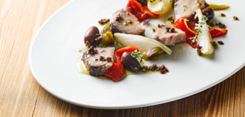RECIPE: Gently confited tuna with roast vegetables